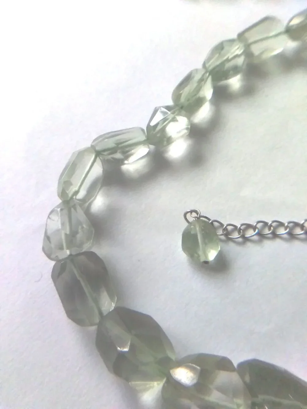 Prasiolite Nugget Silver Necklace